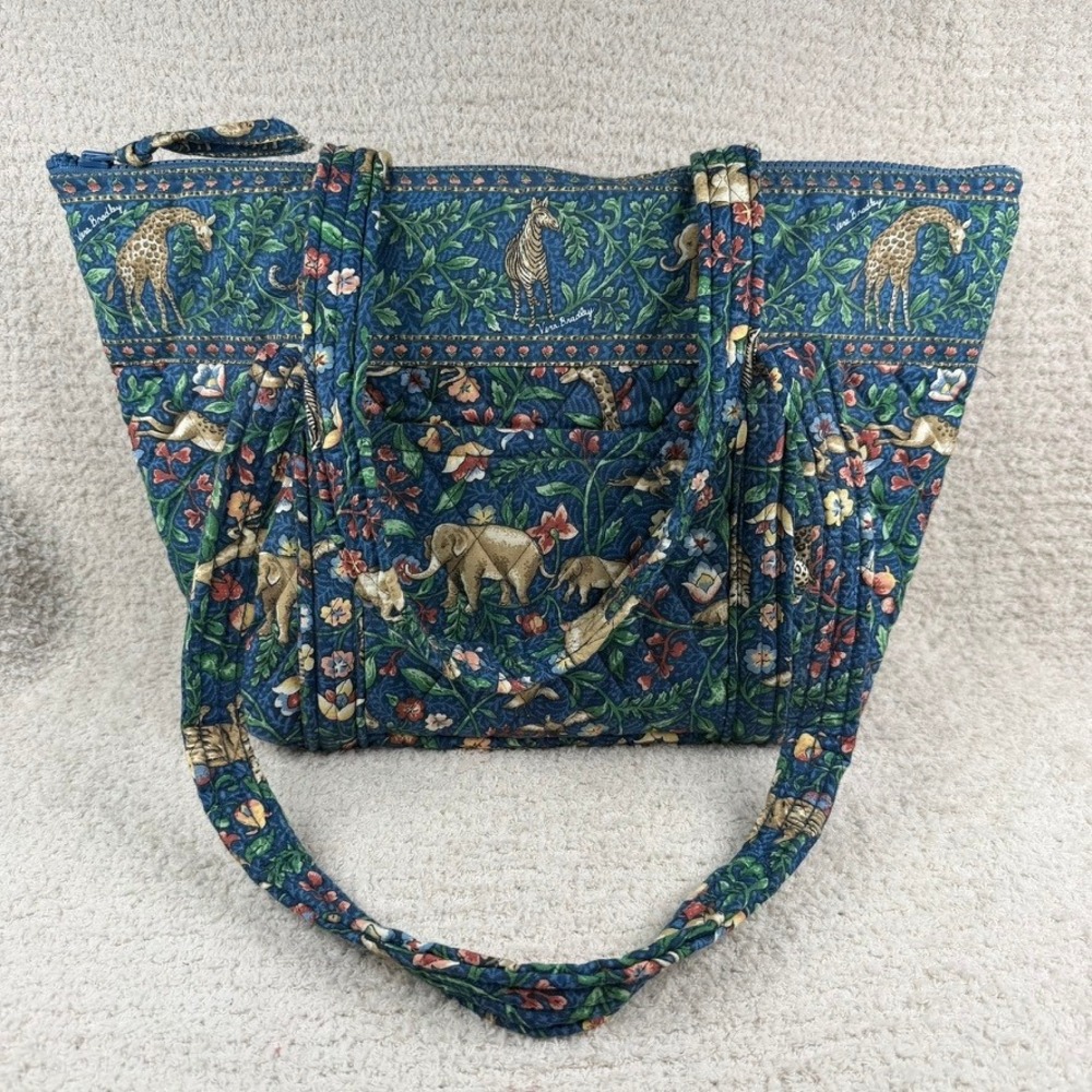 Vintage Vera Bradley Animal Kingdom Shoulder Bag Safari Print Retired Quilted - Picture 8 of 14